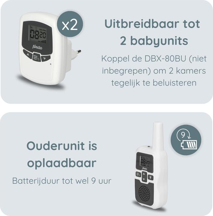 Image du produit Alecto Baby DBX-80 - Babyphone avec portée jusqu'à 3.000 mètres, blanc/anthracite (Babyphone Audio, 3000 m)