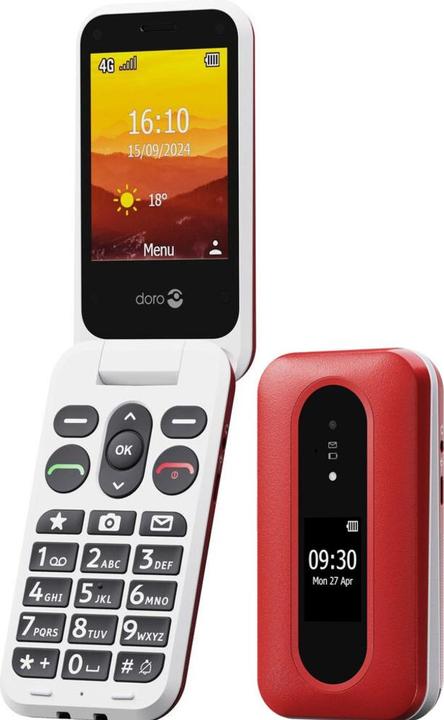 Produktbild Doro Leva L30, Clamshell, Single SIM, 7,11 cm (2,8"), 2 MP, 1150 mAh, Rot, Weiss (2.80", 2 Mpx, 4G)