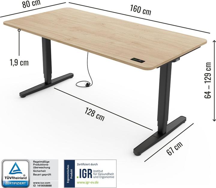 Produktbild Yaasa Desk Pro (160 x 80 cm)