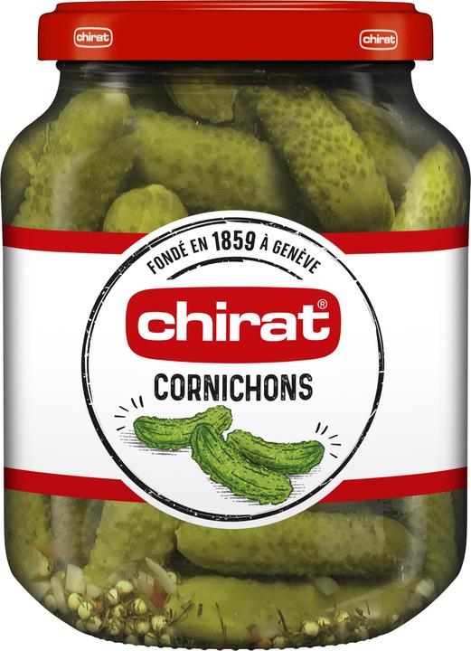 Chirat Cornichons vinegar pickles, ideal for raclette, fondue, aperitif, cold plates & snacking (425 g)