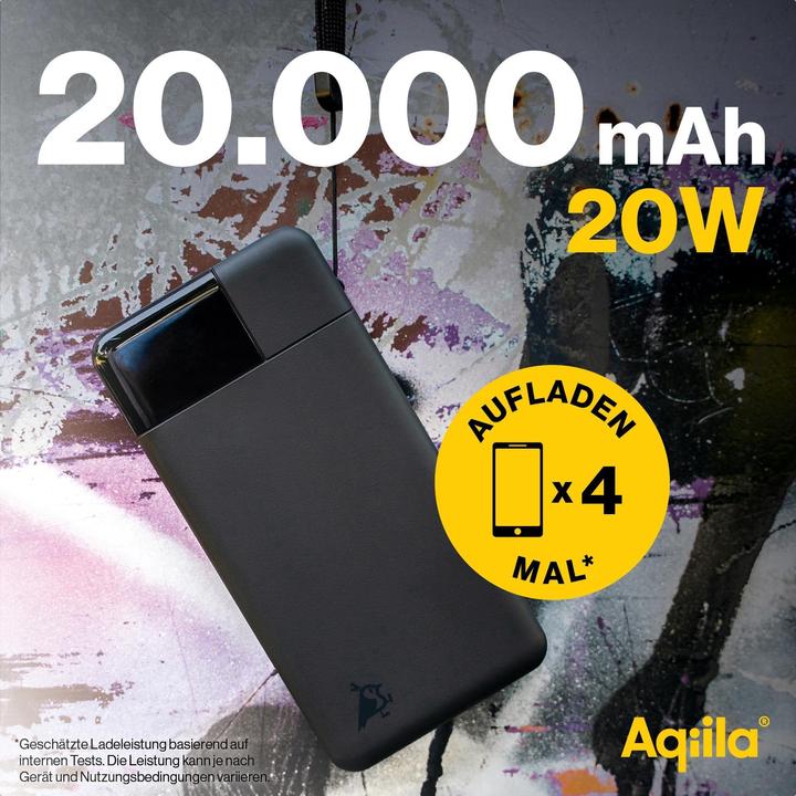Immagine prodotto Aqiila Powerbird B20B - Powerbank 20000 mAh, 20W - Nero (20000 mAh, 20 W, 74 Wh)
