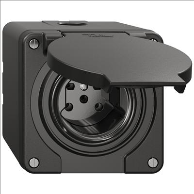 Actual product image Feller Socket outlet AP type 15 wet IP55/21 black