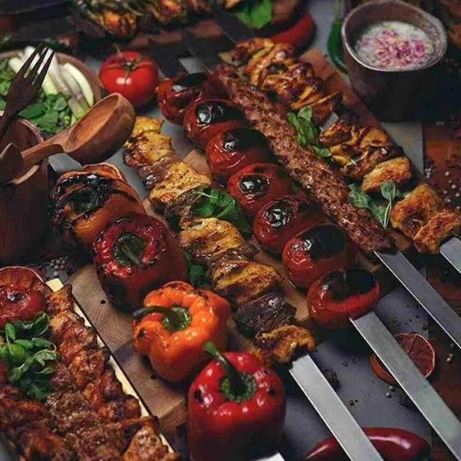 Actual product image MU Classic Stainless steel barbecue skewers with wooden handle 55cm set of 6