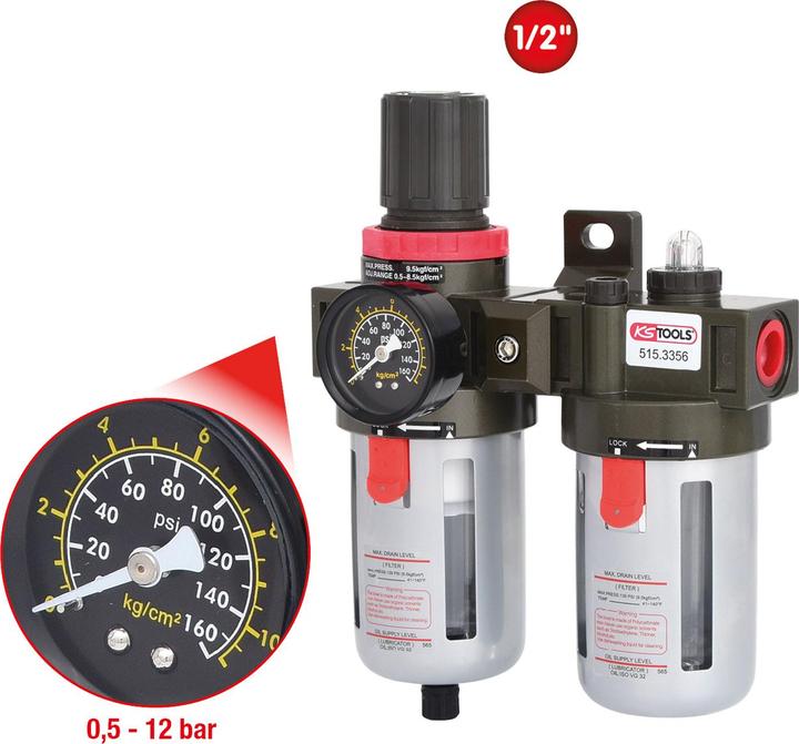 Produktbild KS Tools 1/2 Druckluft-Wartungseinheit. 0.5-12bar 515.3356