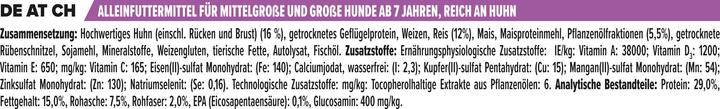 Valori nutrizionali e ingredienti Pro Plan Cane Medio e Grande Adulto 7+ Pollo (Adulto, 1 pz., 14000 g)
