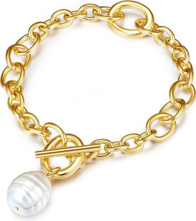 Lulu & Jane Damen Metall-Legierung Muschelkernperle gelbgold 18,0 cm - 29535 (18 cm, Metall-Legierung)
