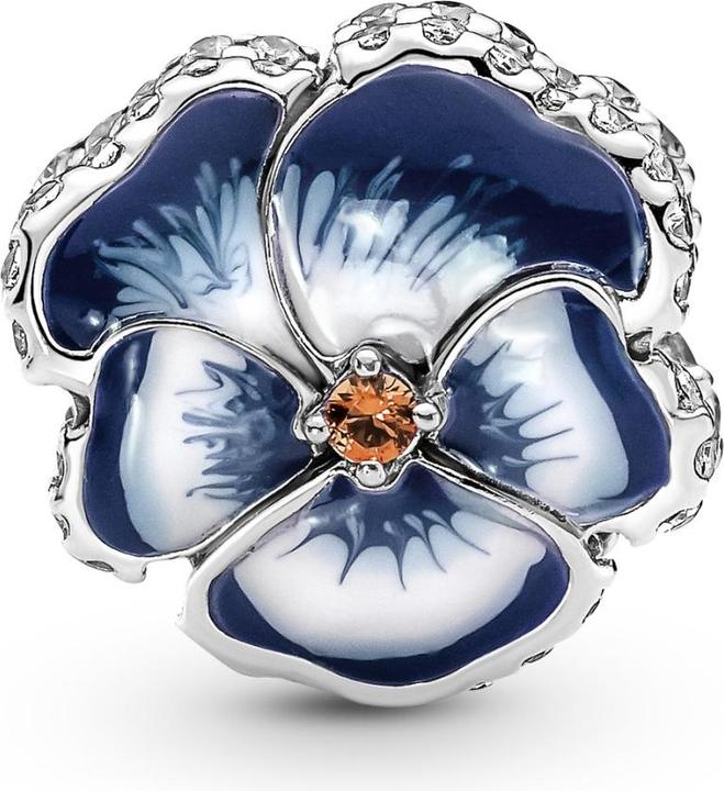 Pandora Charm blaue Stiefmütterchenblüte (1.10 cm, Sterling-Silber, Emaille)