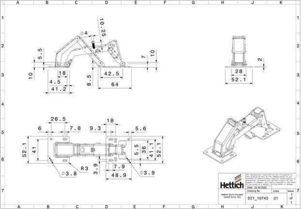 Actual product image Hettich Weitwinkel-Aufschraubscharnier mit Feder, Stahl vernickelt, 1 Stck