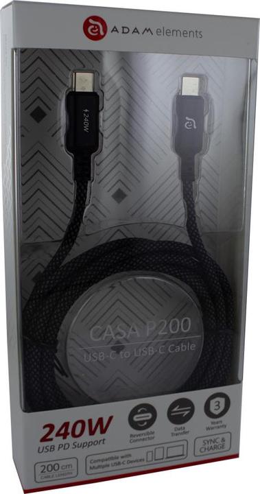 Image du produit Adam Elements Adam Cotton 240W Câble de recharge USB-C 2m noir