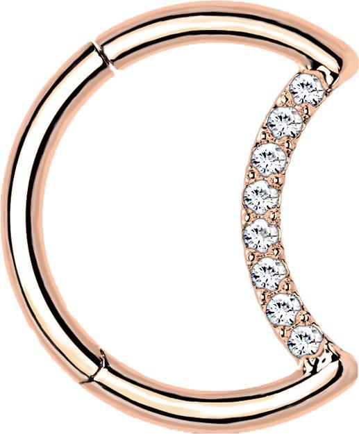 Actual product image Star Piercing Micro segment ring hinged rose gold moon with crystals (Titanium G23, without brass)