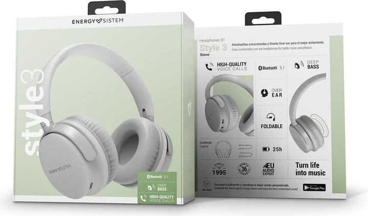 Immagine prodotto Energy Sistem Cuffie Bluetooth Style 3 Stone (Bluetooth, Bassi profondi, Chiamate vocali di alta qualità, Fo (25 h, Cablato)