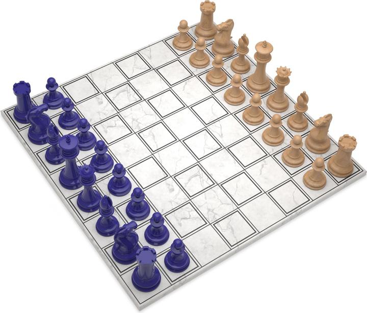 Immagine prodotto Skyline Chess Gioco degli scacchi - Serie in legno - Blu Vs Legno chiaro (with Marble Grid Board)