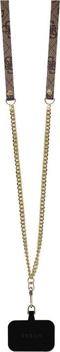 Productafbeelding Guess GUHCP16LP4TDSCPW iPhone 16 Pro 6,3" brązowy/bruin hardcase Leer Metalen Logo Strass Crossbody (Apple iPhone 16 Pro)
