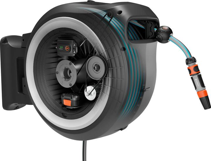 Productafbeelding Gardena Snoerloze wandslangenbox PowerRoll XL 18V set wit 35 m (35 m)