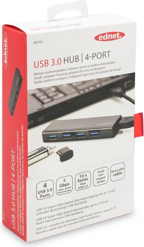 Image du produit ednet Hub USB 3.0, 4 ports, y compris le bloc d'alimentation (USB-A, 4 Ports)