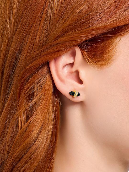 Image du produit Thomas Sabo Boucles d'oreilles avec cristal Onyx noir Argent (Or jaune 750 plaqué or, Argent sterling 925)