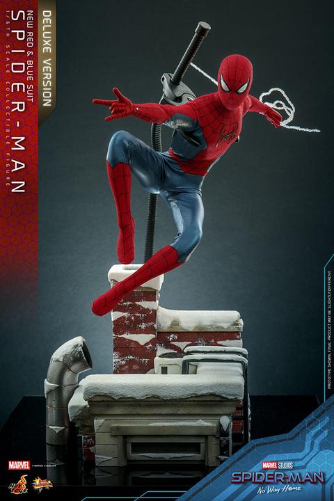Actual product image Hot Toys Spider-Man: No Way Home figurine Movie Masterpiece 1/6 Spider-Man (New Red and Blue Suit) (Deluxe Ve