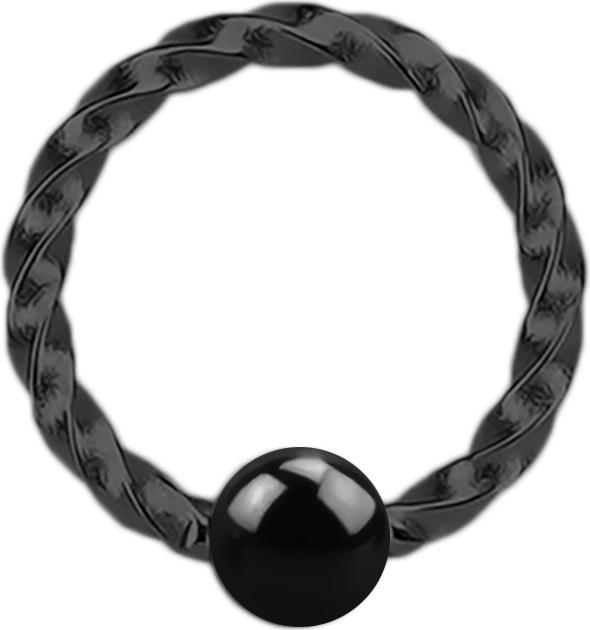Image du produit Star Piercing Anneau Micro Ball Closure tressé noir (sans laiton, Acier chirurgical 316L)