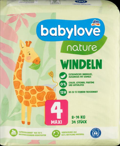 Produktbild dm babylove nature Windeln (Gr. 4, Tragepack, 34 Stück)