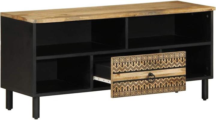 Immagine prodotto VidaXL Mobile TV Mobile TV basso Tavolo TV Nero Legno di mango grezzo (100 x 33,5 x 46 cm)