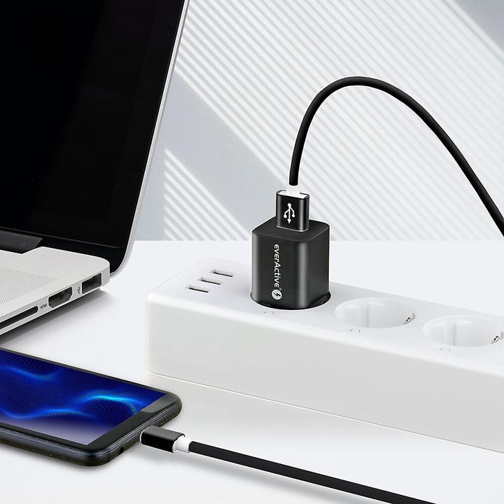 Produktbild Everactive micro USB Kabel 1m - Schwarz Silikon Schnellladefunktion 2.4A - CBS-1MB (1 m, USB 1.0)