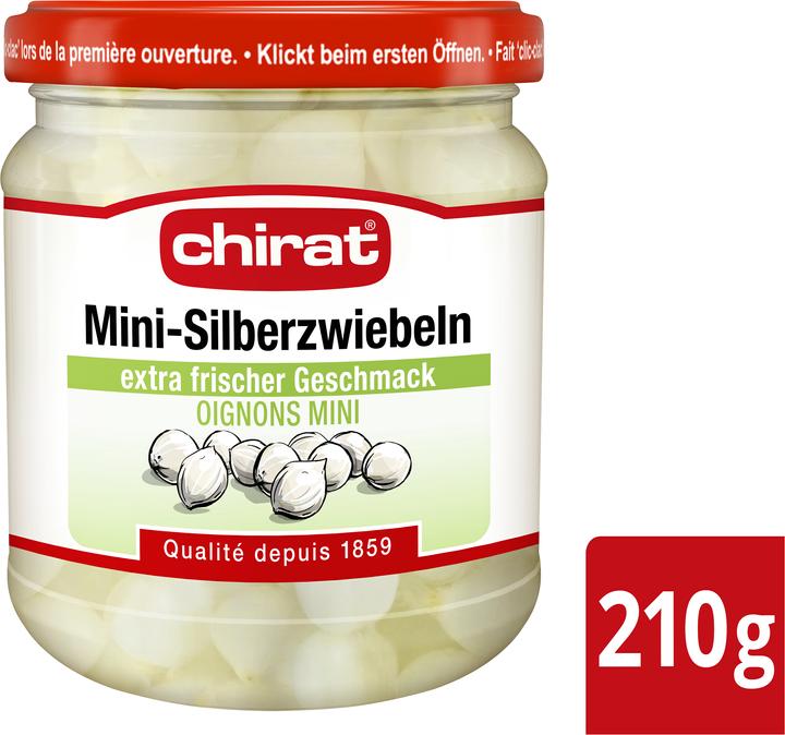 Actual product image Chirat Mini silver onions extra fresh, pickled vegetable onions ideal for raclette, fondue & apéro (350 g)