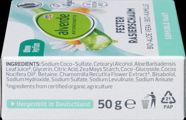 Actual product image dm alverde Solid organic aloe vera, organic camomile