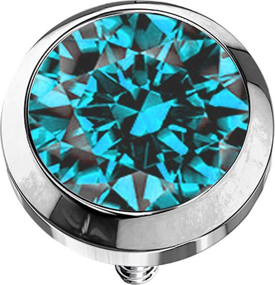 Image du produit Star Piercing Dermal Anchor argenté avec cristal aqua (sans laiton, Titane G23)