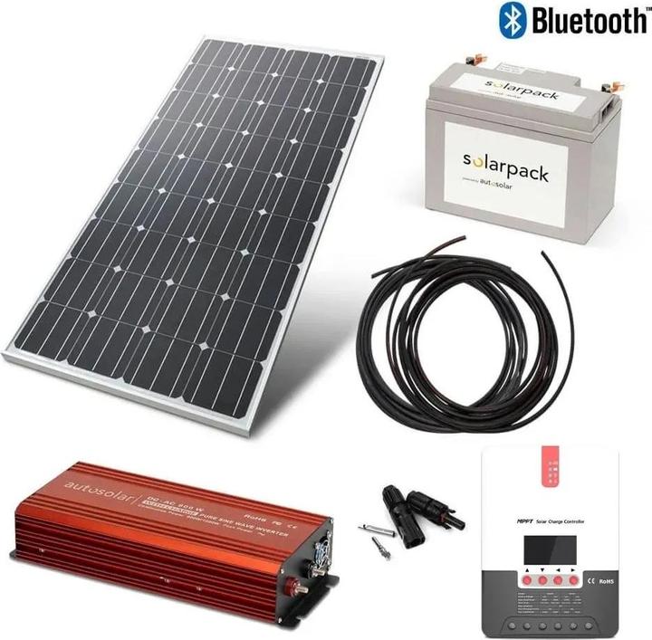 Autosolar Complete package 160W with lithium battery 55Ah and 600W inverter (150 W)