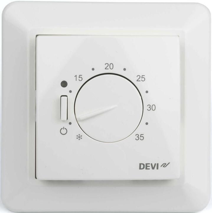Produktbild Devi DEVIreg 531 Thermostat mit 2-poligem Ausgang, eingebautem Raumfühler, 15A., Temperatureinstellung vo