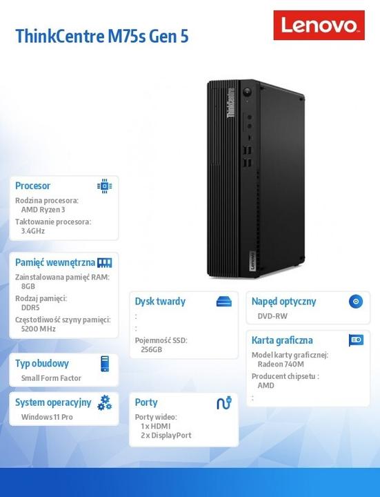 Immagine prodotto Lenovo ThinkCentre M75s Gen 5 (AMD Ryzen 3 8300G, 8 GB, 256 GB, Radeon 740M)