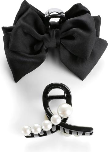 Trisa Fashion Haarklemme mit Perlen und Haarklemme mit Masche schwarz (1 Stk.)