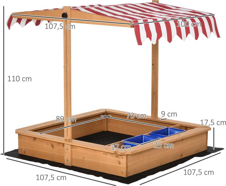 Produktbild Outsunny Sandkasten mit höhenverstellbarem Dach