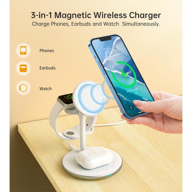 Actual product image Choetech 15W 3 in 1 Wireless Charger T585 F (15 W)