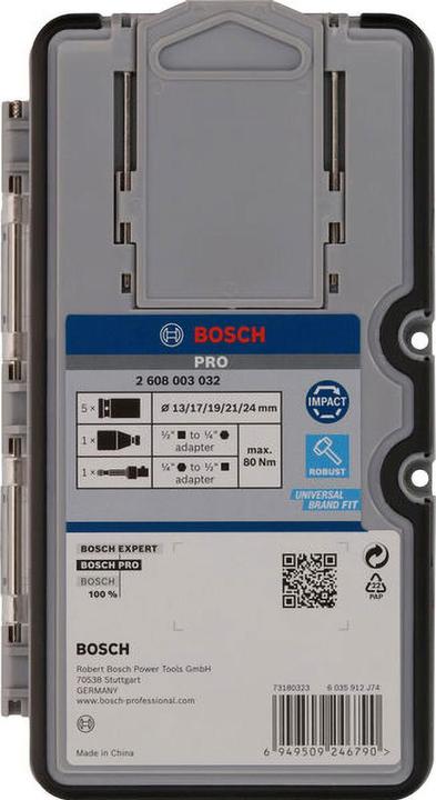 Produktbild Bosch Professional Zubehör PRO Impact Steckschlüsseleinsatz-Set (19 mm, 24 mm, 21 mm, 17 mm, 13 mm)