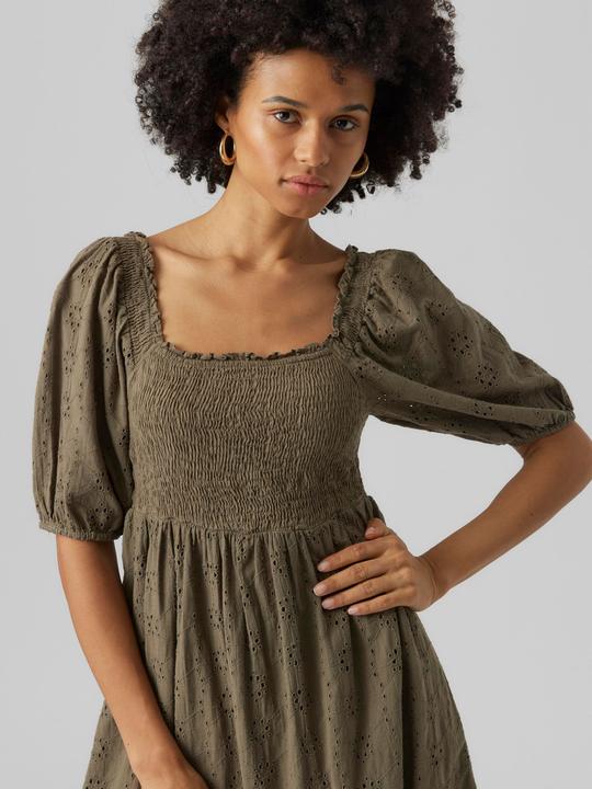 Actual product image Vero Moda Smocked Broderie Anglaise Mini Dress (S)