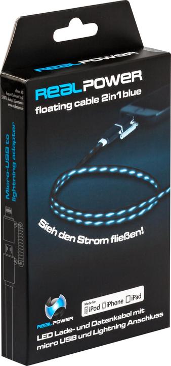 Produktbild RealPower floating cable 2in1 (0.75 m, USB 2.0)