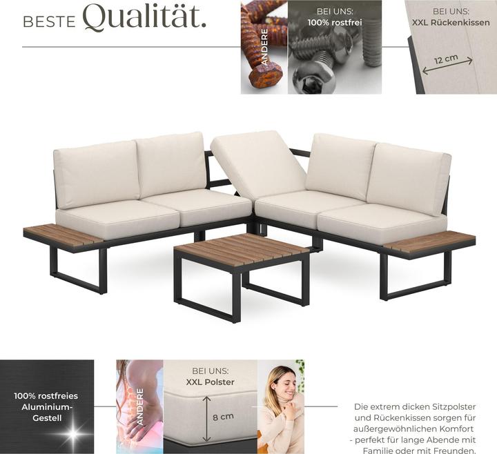 Actual product image tectake Garten-Lounge-Set Eliar, 4-teilig, mit Aluminiumgestell