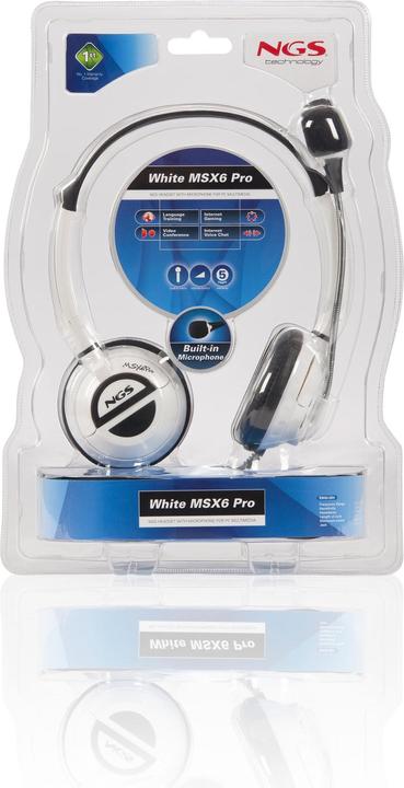 Actual product image NGS MSX6 Pro Headphones Wired Headband Calls/Music White (Cable)