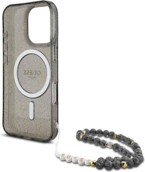Actual product image Guess GUHMP16XHGCRELSK iPhone 16 Pro Max 6.9" czarny/czarny hardcase IML Glitter With Pearl Strap M