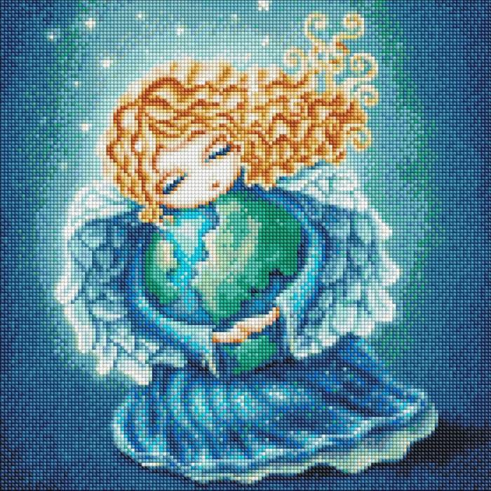Produktbild Ideyka Diamond Painting - Erdenengel mit Rahmen 40 x 40 cm