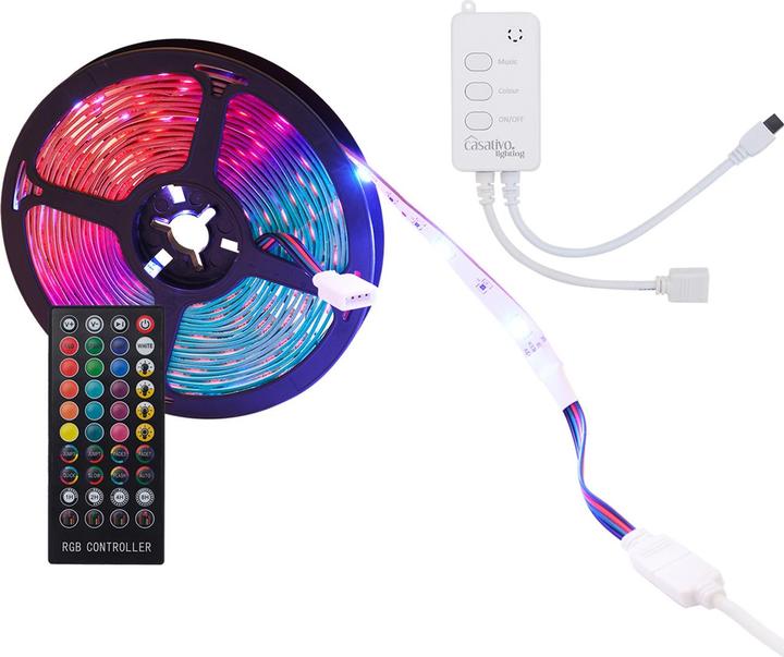 Produktbild Casativo WLAN-RGB-LED-Streifen mit App- und Sound-Steuerung (RGB, 500 cm, Indoor)