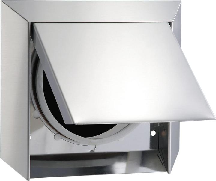 Produktbild IKM Rundrohr Mauerkasten mit Aussenklappe selbstschliessend Edelstahl, System 150