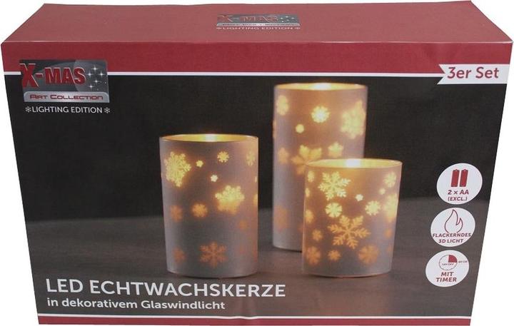 Produktbild Art Collection Kerze im Glas mit Echtwachs 3D und Timer 3er Set (3 Stk.)