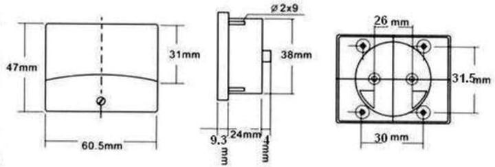 Produktbild Hopesun ANALOGES EINBAU-STROMMESSGER?T 100 mA DC / 60 x 47 mm