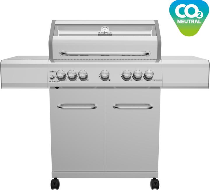 Grillfürst G521G 5-Burner Stainless Steel Gas Grill with High Temperature Burner, Rear Burner and (15 kW)
