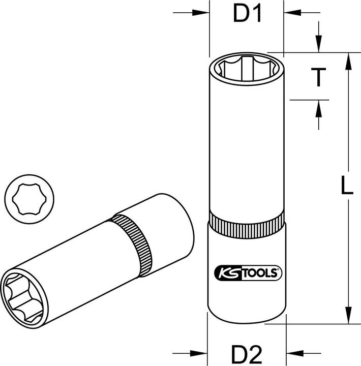 Image du produit KS Tools 1/2" Douille longue (20 mm)