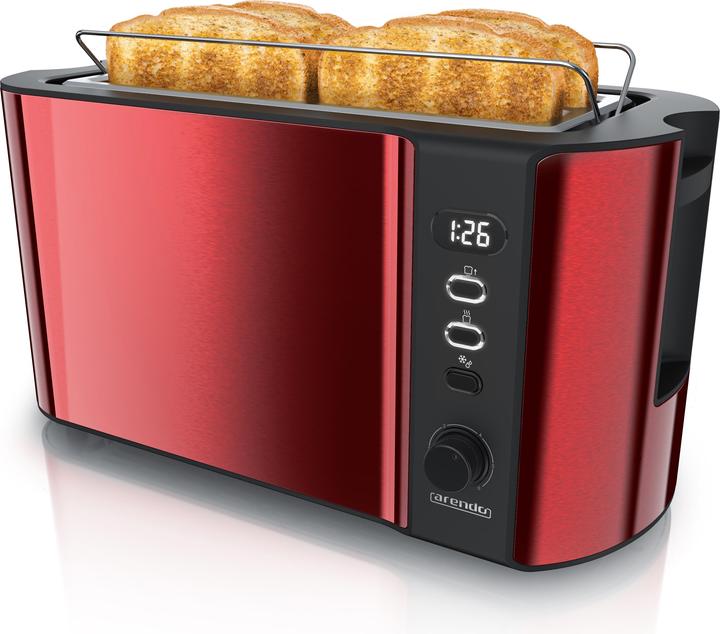 Image du produit Arendo Grille-pain 4 disques en acier inoxydable à fente longue, support à petits pains, écran avec