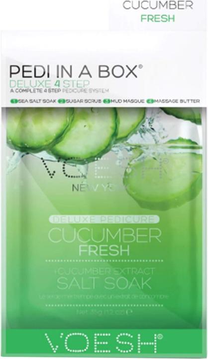 Immagine prodotto Voesh Pedi In A Box Deluxe 4 Step Cucumber Fresh (Pediluvio, Crema piedi e gel piedi, Maschera del piede)