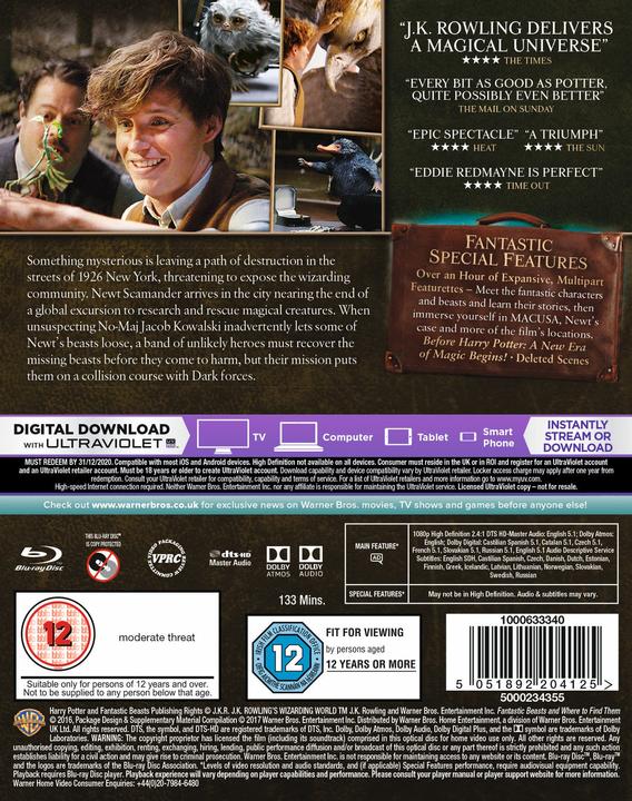 Actual product image Warner Bros Fantastic Beasts And Where To Find Them (Blu-ray, English)